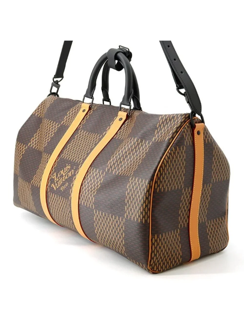 Louis Vuitton Boston Bag Damier Ebene Giant Monogram Keepall Bandouliere 50